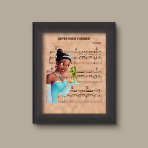 Princess and the Frog Tiana Never Knew I Needed Sheet Music Art Print