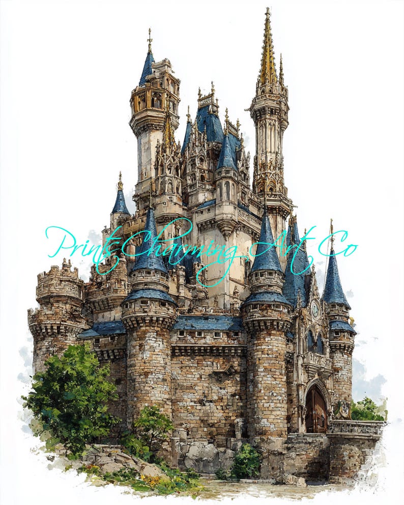 Disney Poster Watercolor Castle Print – Fairytale Fantasy Wall Art ...