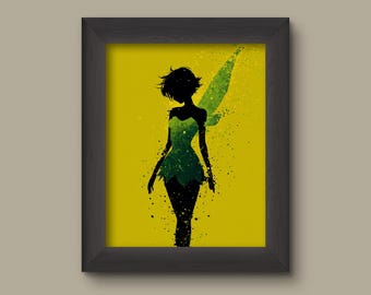 Tinker Bell Inspired Silhouette – Fairy Wall Art Print
