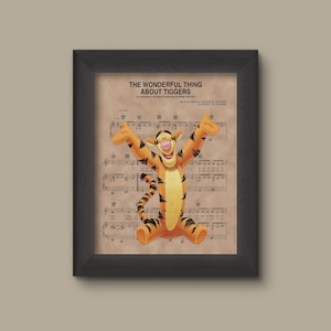 Winnie the Pooh, Tigger Disney Wedding Gift, Disney Anniversary Gift For Her, Winnie Tigger, Wall Decor, Sheet Music Art Print