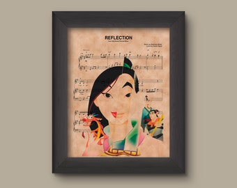 Mulan Reflection Sheet Music Art Print