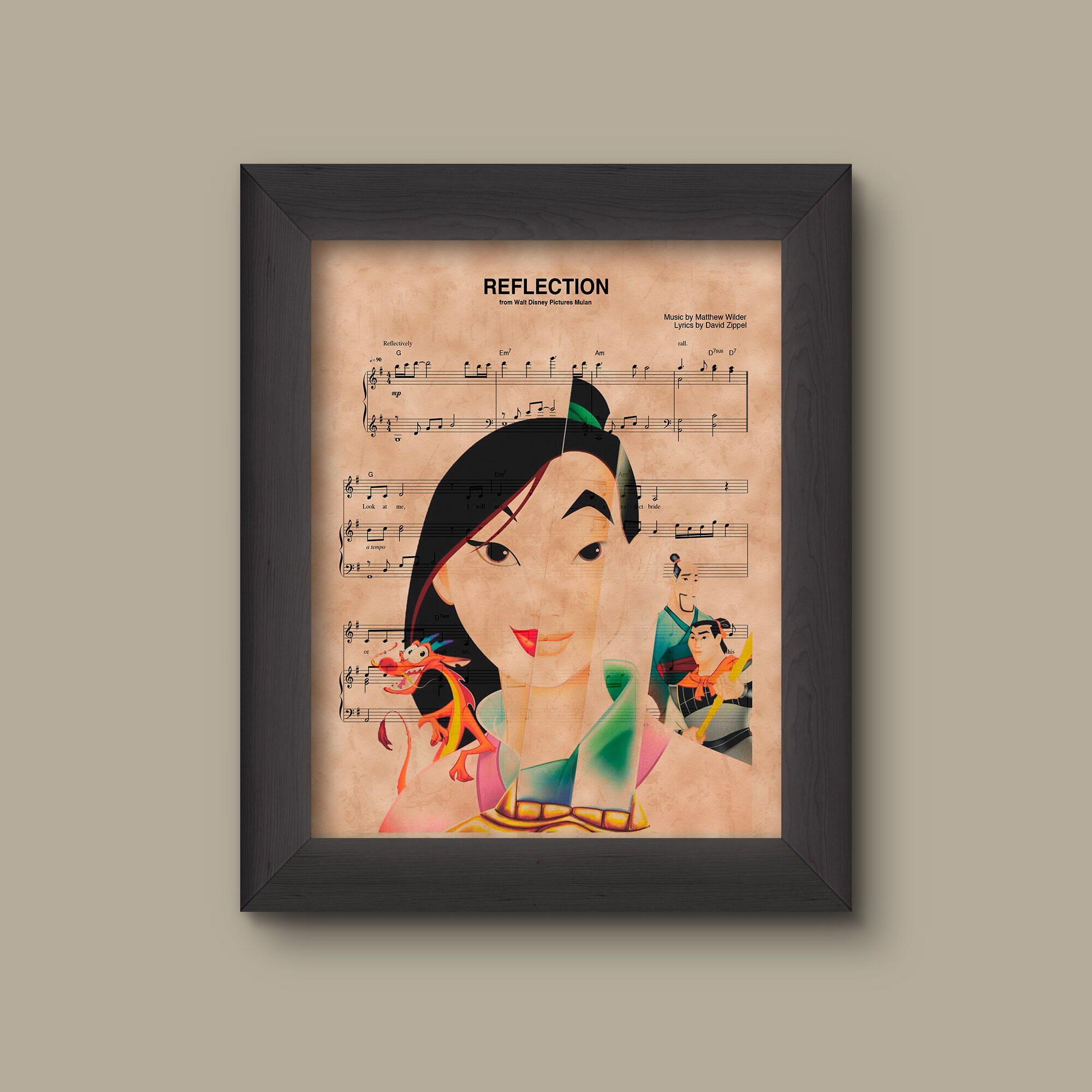 Mulan Reflection Sheet Music Art Print Etsy