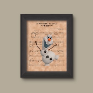 Disney Frozen, Olaf Do You Want To Build A Snowman Sheet Music Art Print, Frozen Gift, Olaf Art