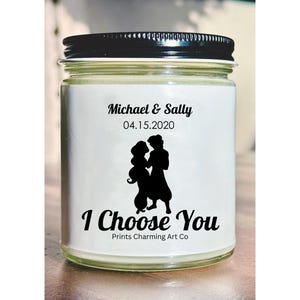 Personalized Aladdin Candle - Pumpkin Spice or  Lavender  Vanilla  Custom Names  Dates | Perfect Couples Gift Wedding Anniversaries 9oz