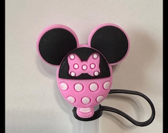 Minnie Character Straw Topper Straw Cover Beverage Protector for Stanley