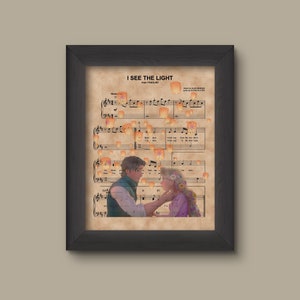 Disney Tangled Rapunzel Sheet Music Art Print, Tangled Wedding Gift, Anniversary Gift, Tangled Wedding Sign, Disney Princess, Disney Bride.