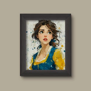 Beauty and the Beast, Belle Watercolor Art Print , Disney Inspired Art