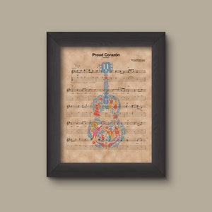 Coco, Guitar Proud Corazon Sheet Music Art Print, Disney Nursery Gift, Wall Decor, Sheet Music Art Print