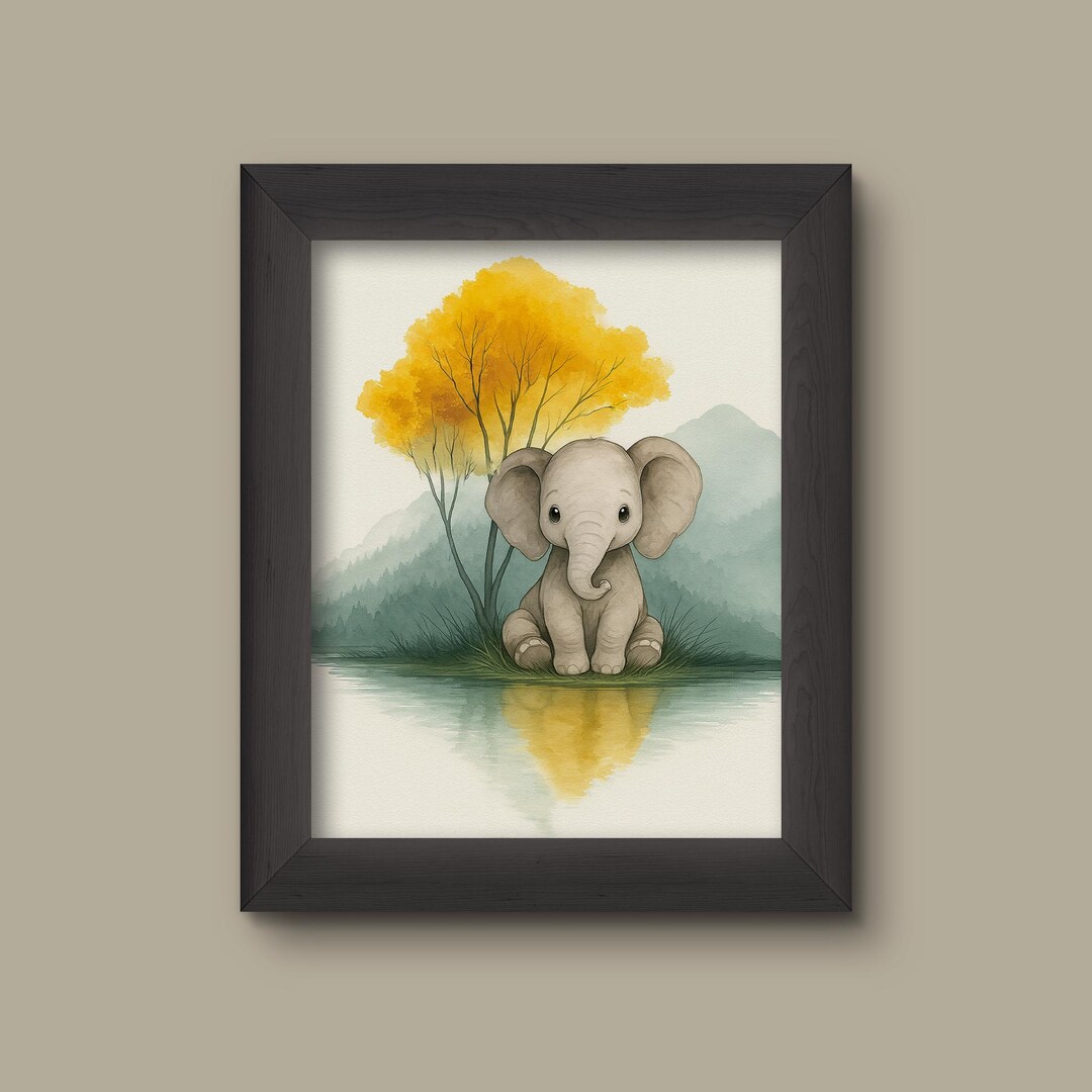 Baby Elephant Nursery Art Print | Watercolor Safari Animal Wall Decor ...