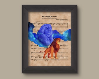 Lion King Mufasa Cloud Simba He Lives In You Sheet Music Etsy Hong Kong