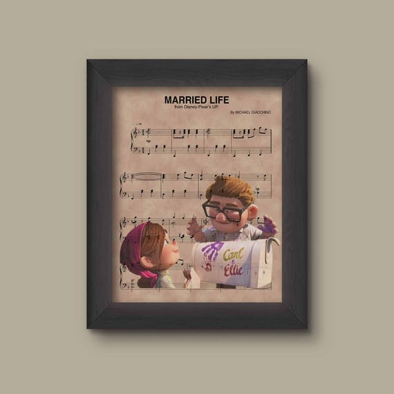 UP Mailbox,Carl and Ellie Married Life Sheet Music Art Print, Disney Nursery Gift, Disney Wall Decor