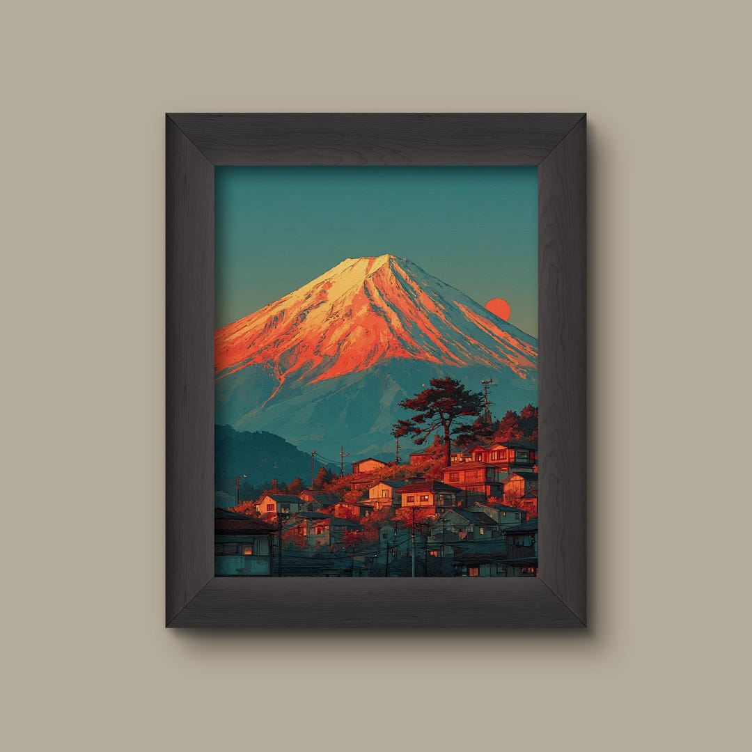 Mount Fuji Sunset Art Print | Vibrant Japanese Landscape - Etsy