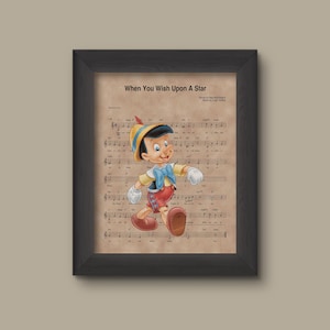 Pinocchio When You Wish Upon A Star Sheet Music Art Print