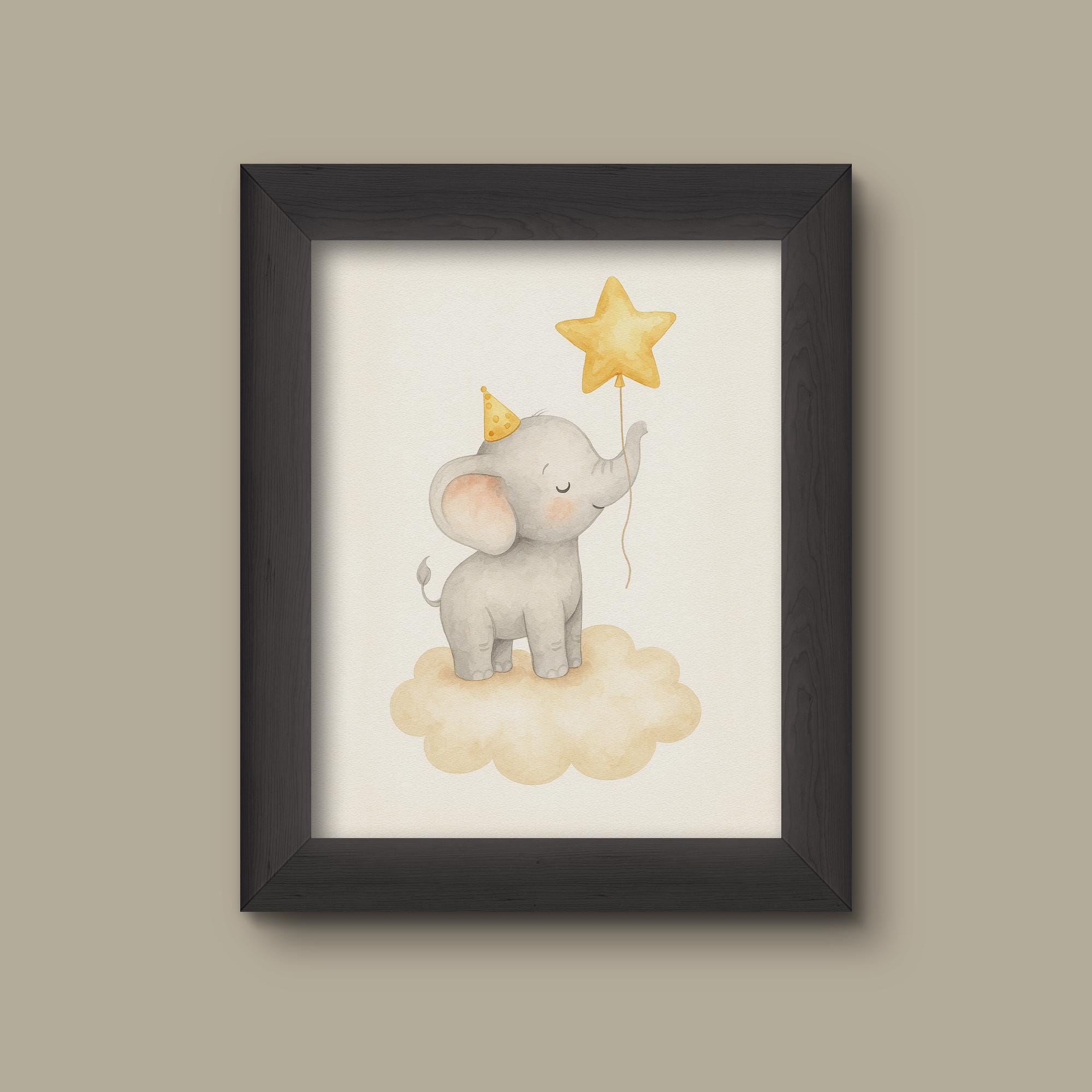 Baby Elephant Nursery Art Print – Watercolor Safari Animal Wall Decor ...