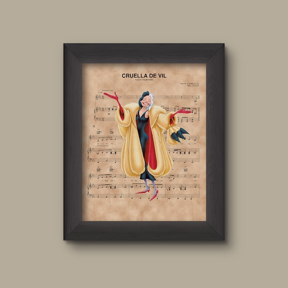101 Dalmatians Cruella De Vil Over Sheet Music Art Print UK