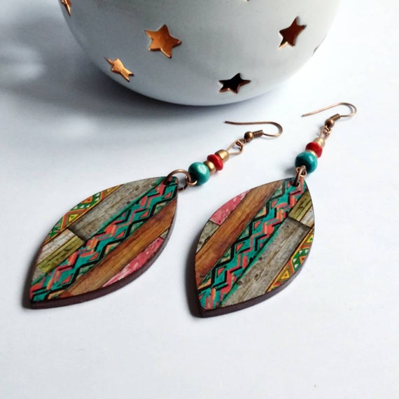 Natural wood best sale earrings