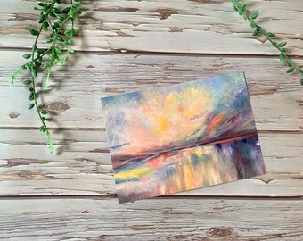 Abstract Seascape Postcard - Illustrated Oil Painting A6 Art Card - Coastal Art Card