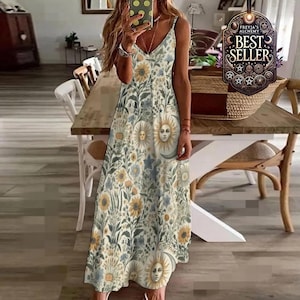 Sunflower-Printed Midi DressサイズM Sunflower Floral Midi SunDress – Roll Up Fashion