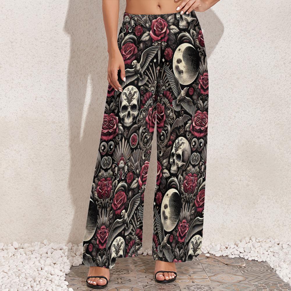 Gothic Skull Raven Wide Leg Pants: Dark Gothcore Trousers - Etsy