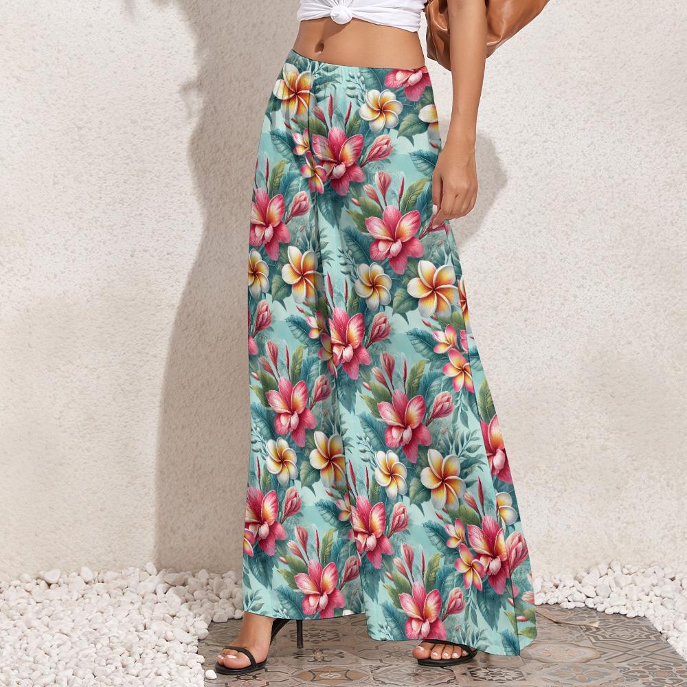 Sky Blue Floral Wide Leg Pants: Hawaiian Hibiscus Print - Etsy Canada