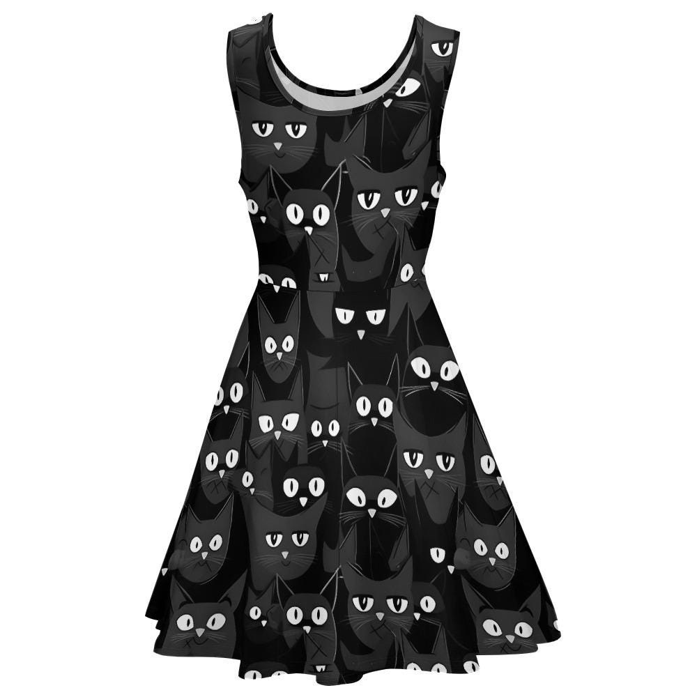 black cat skater dress Halloween Cat Skater Dress - Has Pockets!