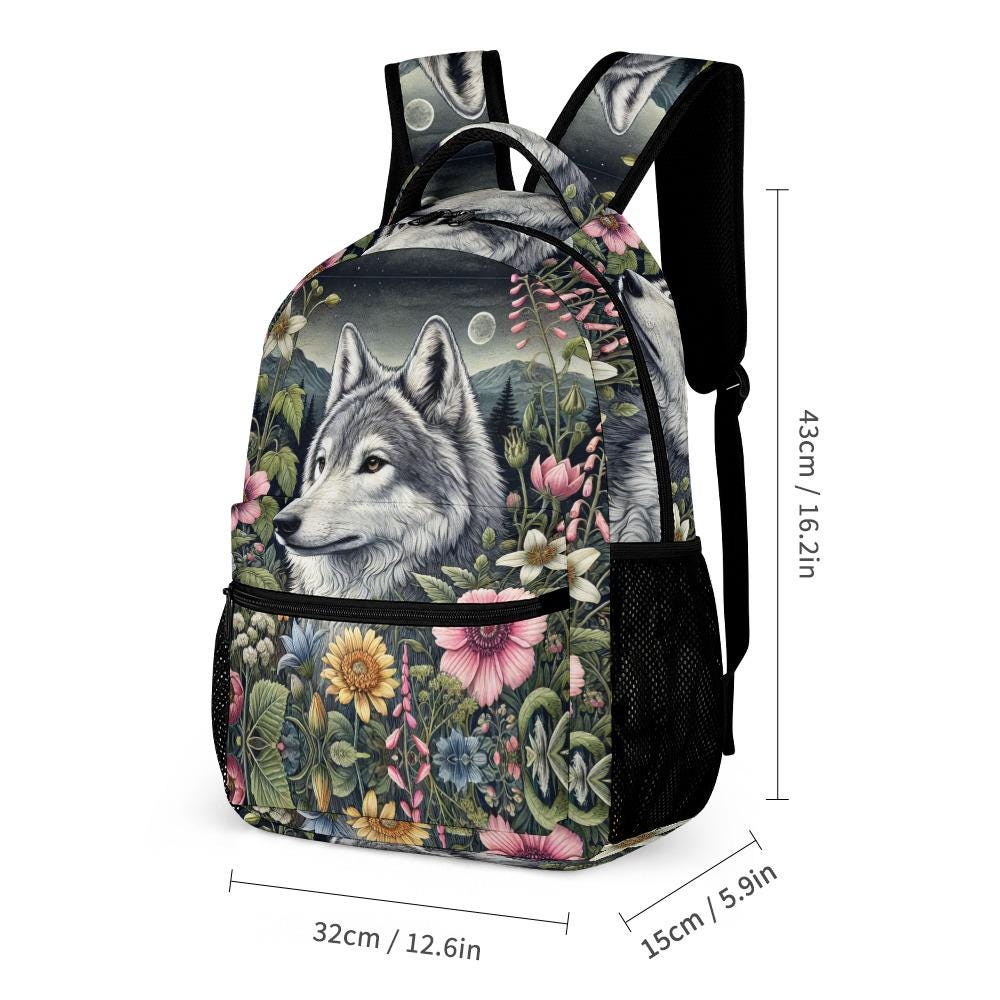 Woodland Wolf Backpack Set: Boho Y2K Kids School Bag  display picture 2
