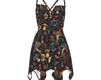 Mushroom Dress, Pixi Dress, Fairy Dress, Cottagecore Women's Slip Dress