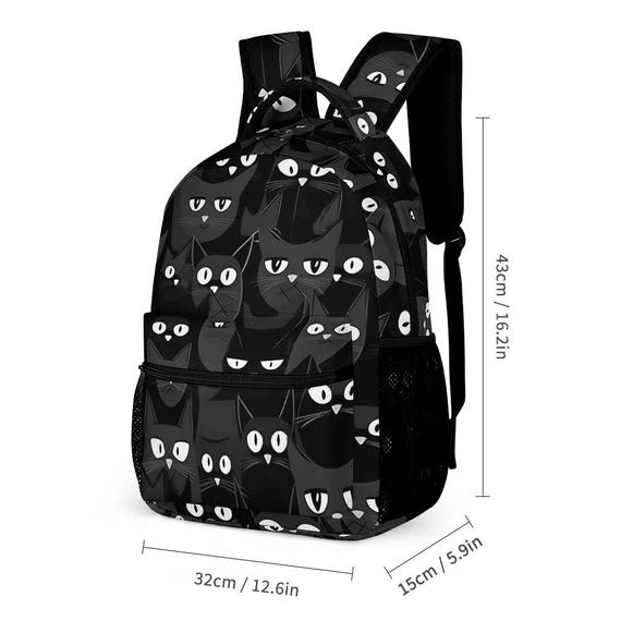 girls black cat mini backpack PRLINJSK for Teens Women Small Backpack Purse Sanrio Chococat Stars Mini Gothic Black Cat Backpack Set:
