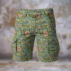 Bold Green Retro Men’s Cargo Shorts | Durable, Stylish, Breathable Utility Shorts