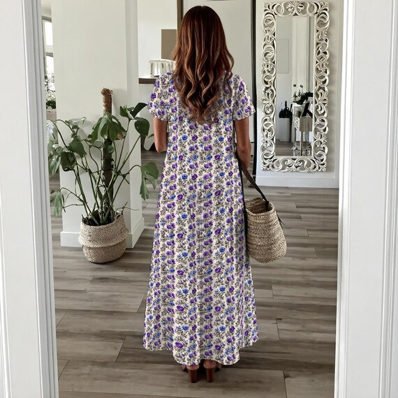 Floral Maxi Dress: Women's V-neck Polyester Summer Outfit - Etsy