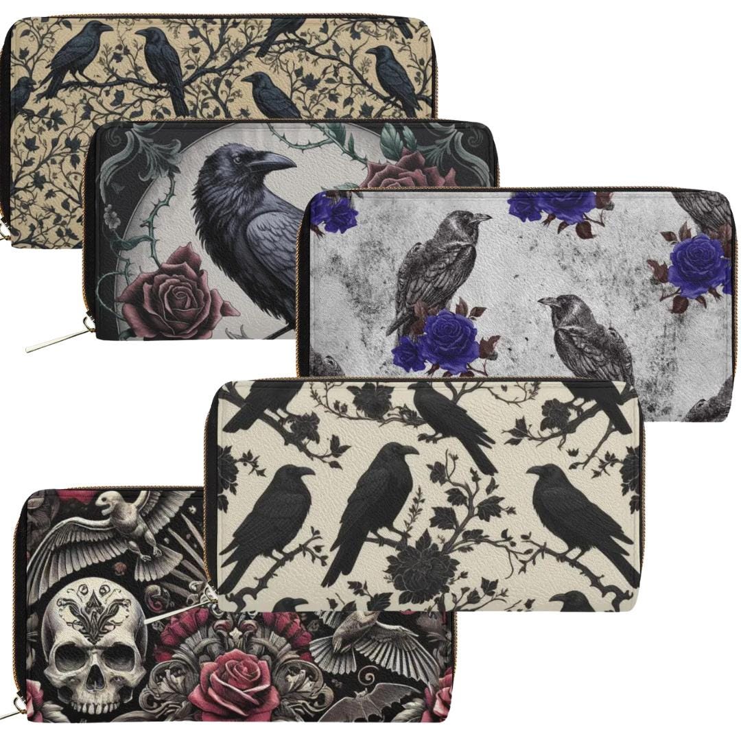 Crows Raven Gothic Mini Purse Collection – Stylish Portable Wallet