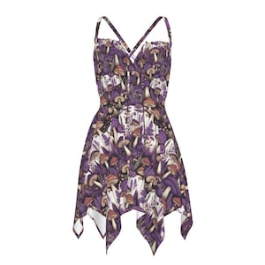 Stretchy Purple Mushroom Pixie Fairy Dress | Unique Fairy Witchy Cottagecore Design