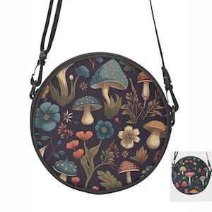 Mushroom Shoulder Bag | Vegan Leather Strap | Mushroom Purse | Goblincore Dark Forest Bag | Cottagecore