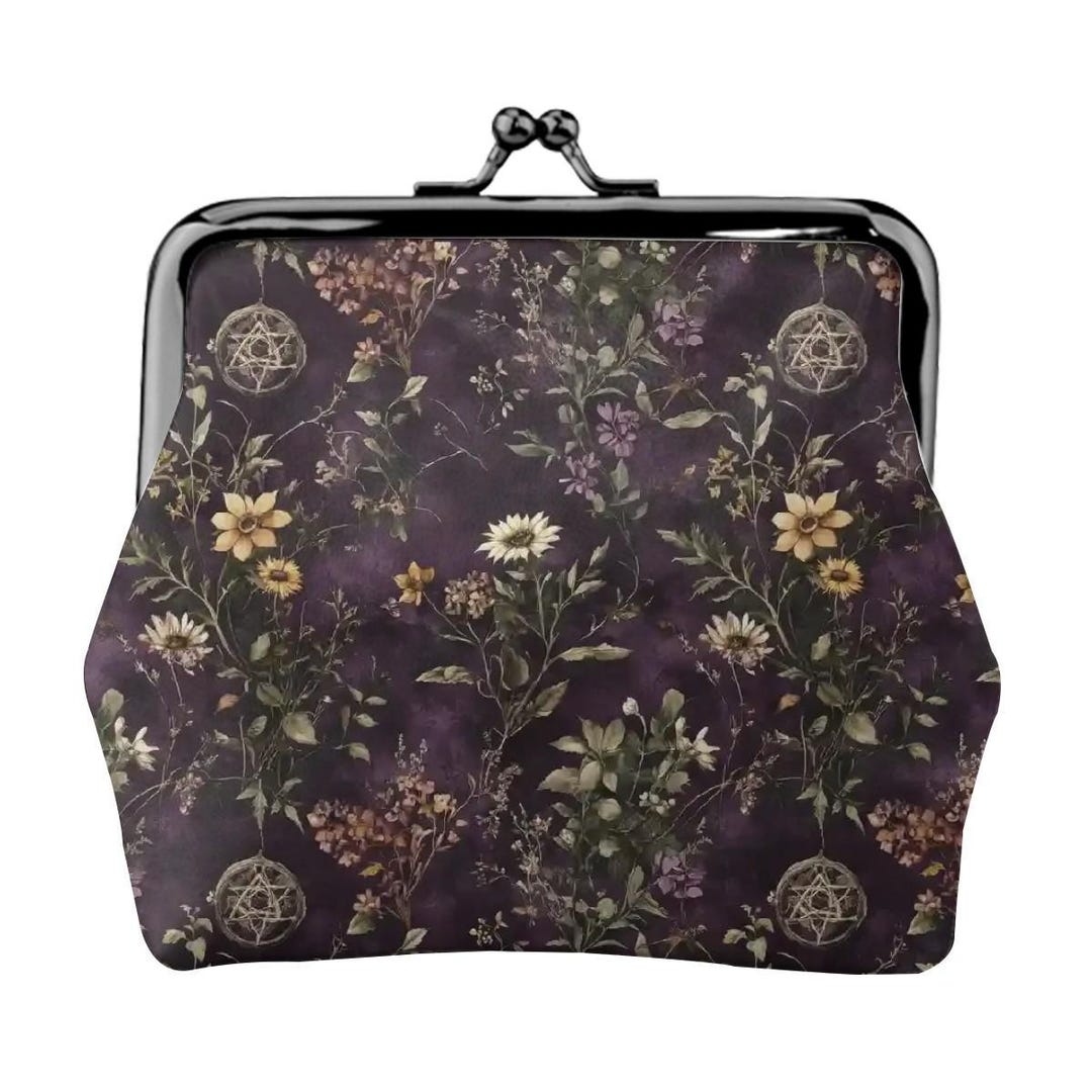 Witchy Floral Coin Purse, Gothic Kiss Lock Wallet - Etsy
