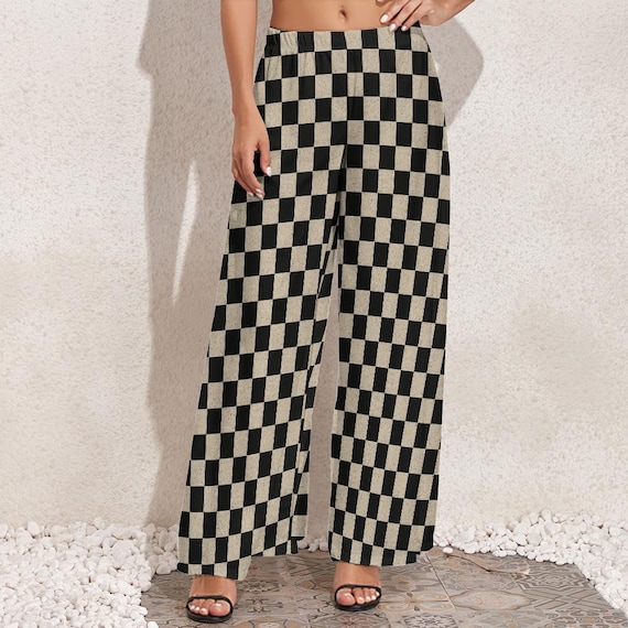 Grunge Checkerboard Wide Leg Pants | Y2K Alt Streetwear - Etsy