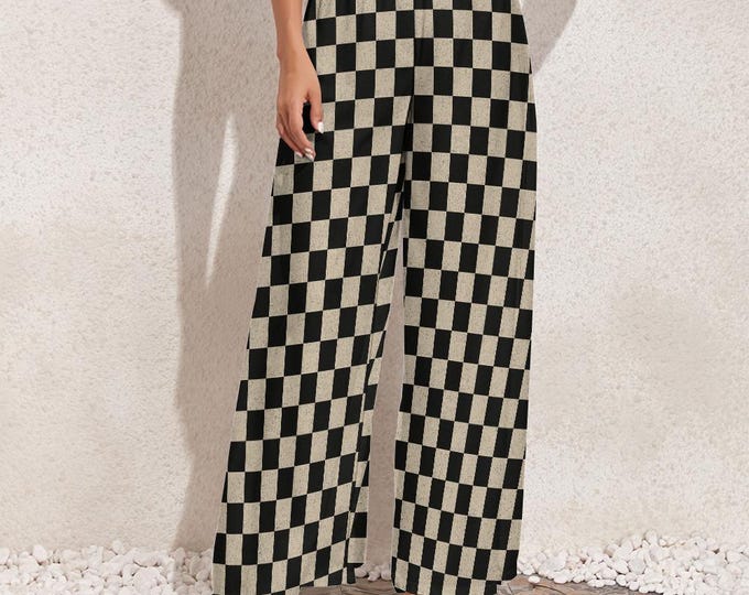 Grunge Checkerboard Wide Leg Pants | Y2K Alt Streetwear