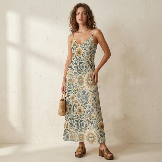 90s boho dress Vintage 90s Floral Boho Smock Dress (L) main image 0