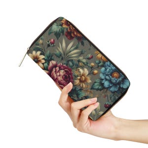 Chateaucore Mini Geldbörse | Vintage Floral PU Geldbeutel | Münze Geldbeutel | Romantische Cottagecore Geldbörse | Gedruckte kleine Clutch-Tasche