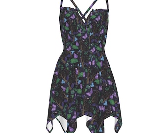 Butterfly Fairy Dress: Gothic Witchcore Handkerchief Hem