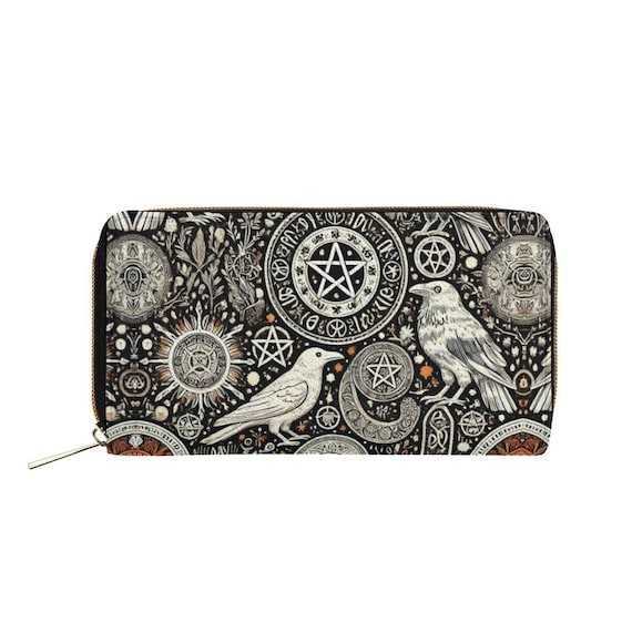 Pagan Vegan Leather Purse with Crow, Raven Design – Stylish and Functional