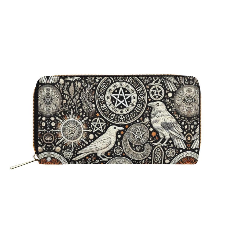 Pagan Vegan Leather Purse with Crow, Raven Design – Stylish and Functional image 1