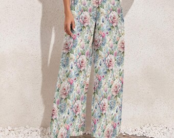 Liberty London Palazzo Pants: Floral Print Wide Leg Trousers