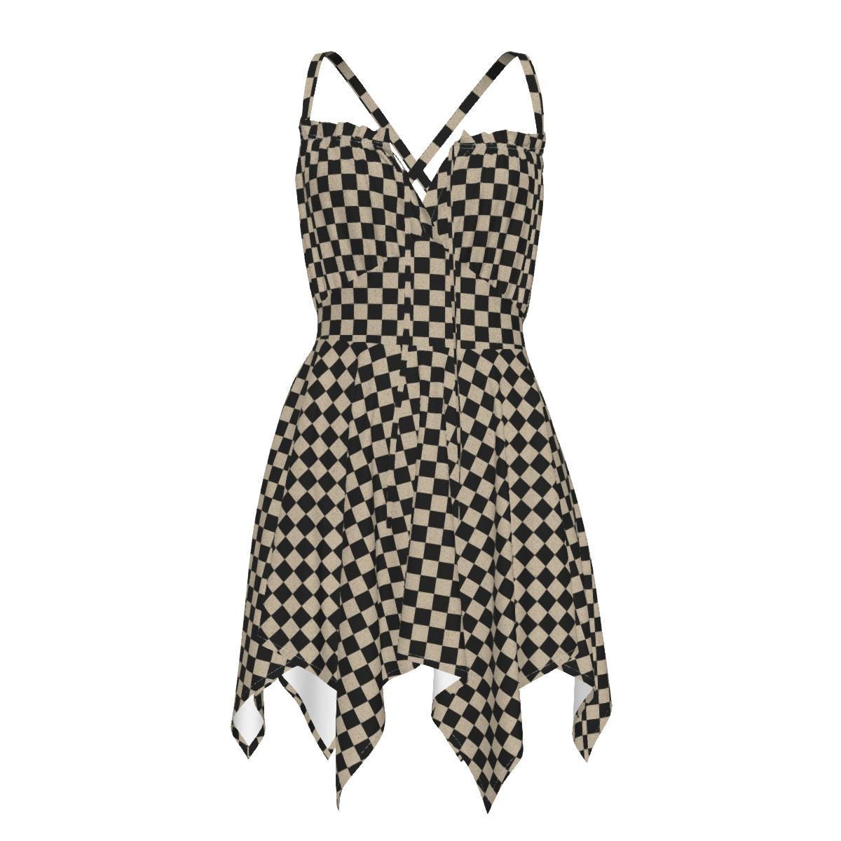 checkerboard fitted dress Orange & White Overall Bib Checkerboard Dress – Josie's Boutique main image 0