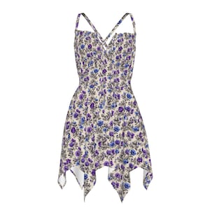 Floral Slip Dress: Cottagecore Fairycore Hanky Hem Sundress