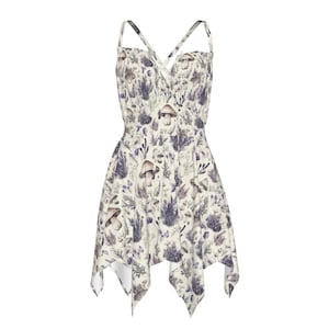 Mushroom Print Slip Dress: Mystic Woodland Fairycore Cottagecore Dress