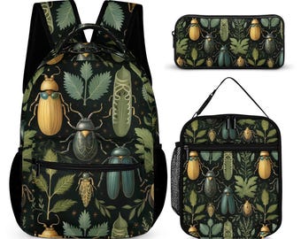 Conjunto escolar infantil Beetle Ballet: mochila, lancheira e estojo