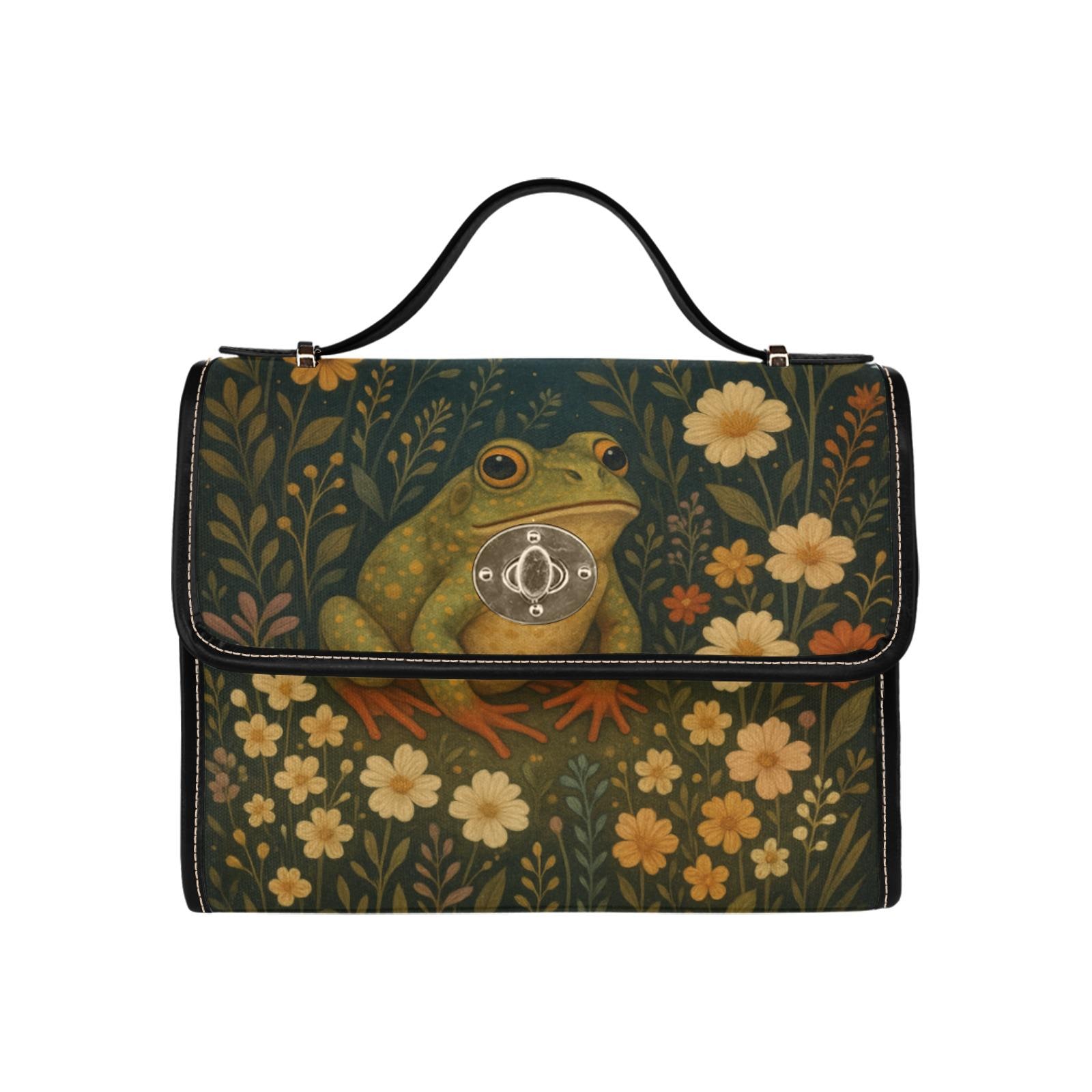 Mystical Garden Toad Lock Bag – Whimsical Floral Shoulder