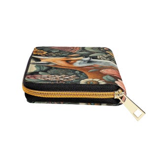 Fuchs und Botanische PU-Leder Geldbörse, Cottagecore Floral Zip Geldbörse Bild 3