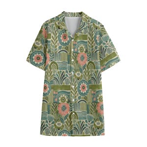 Men’s Hawaiian Shirt – Cotton Poplin Floral Print Button-Up | Summer Short Sleeve Vacation Shirt, Soft & Breathable