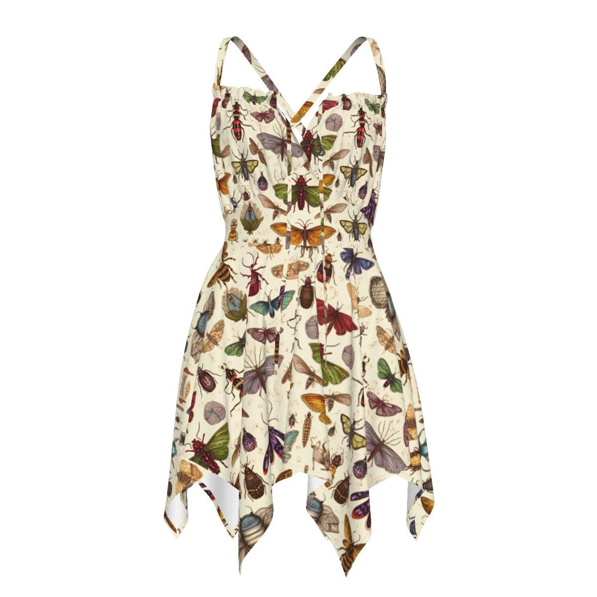 Bug Print Slip Dress: Whimsical Cottagecore Fairycore Fashion